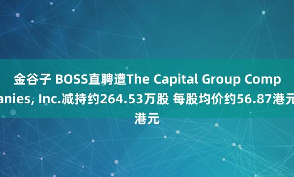 金谷子 BOSS直聘遭The Capital Group Companies, Inc.减持约264.53万股 每股均价约56.87港元